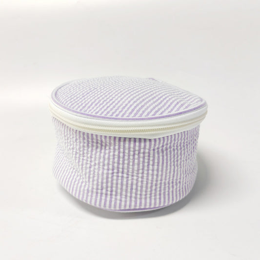 20Pcs Round Button Seersucker Jewelry Bag Purple Seersucker Cosmetic Bag