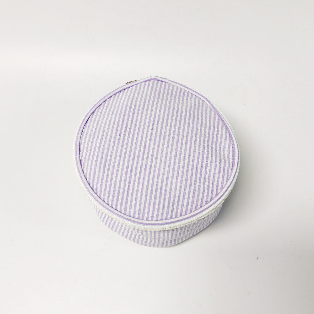 20Pcs Round Button Seersucker Jewelry Bag Purple Seersucker Cosmetic Bag