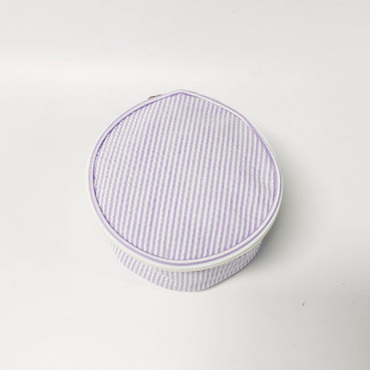 20Pcs Round Button Seersucker Jewelry Bag Purple Seersucker Cosmetic Bag