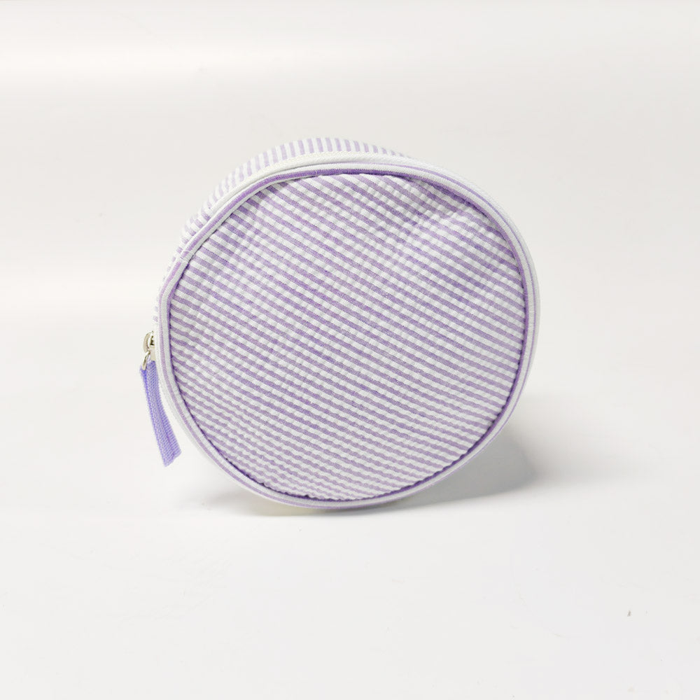 20Pcs Round Button Seersucker Jewelry Bag Purple Seersucker Cosmetic Bag