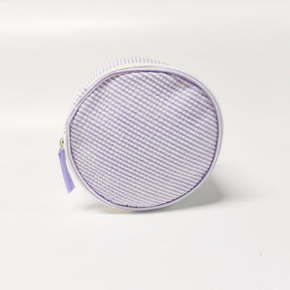20Pcs Round Button Seersucker Jewelry Bag Purple Seersucker Cosmetic Bag