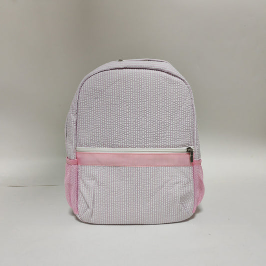 25Pcs Free Shipping Kid Preschool Backpack Light pink Seersucker Backpacks Cute Toddler Bookbag For Kids