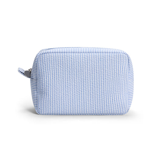 25Pcs Seersucker Cosmetic Bag Baby Blue Cotton Rectangle Makeup Bag Travel Toiletry Bag