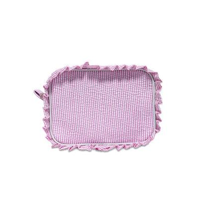 25pcs Pink Ruffle Cosmetic Cotton Rectangle Makeup Bag Travel Toiletry Bag