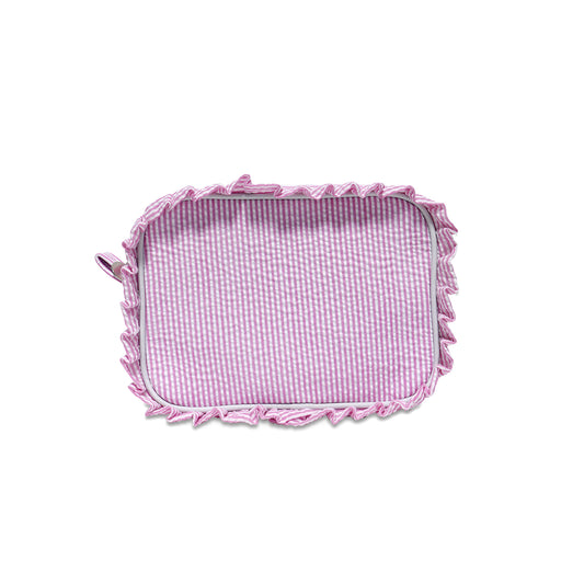 25pcs Pink Ruffle Cosmetic Cotton Rectangle Makeup Bag Travel Toiletry Bag