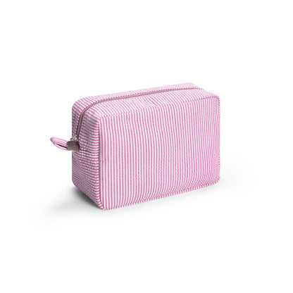 25Pcs Seersucker Cosmetic Bag Pink Cotton Rectangle Makeup Bag Travel Toiletry Bag