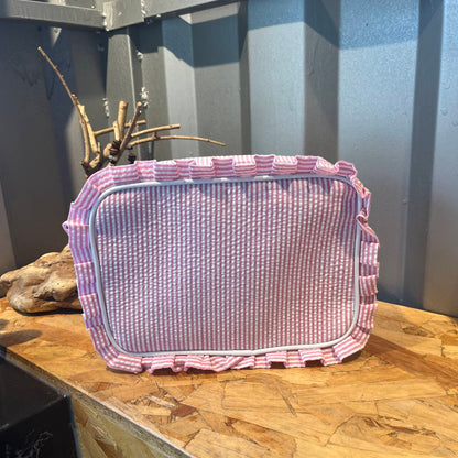 25pcs Pink Ruffle Cosmetic Cotton Rectangle Makeup Bag Travel Toiletry Bag