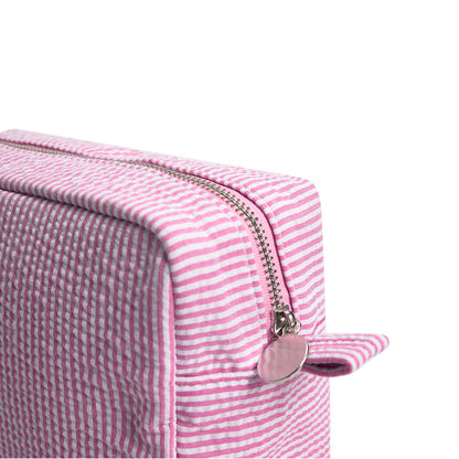 25Pcs Seersucker Cosmetic Bag Pink Cotton Rectangle Makeup Bag Travel Toiletry Bag