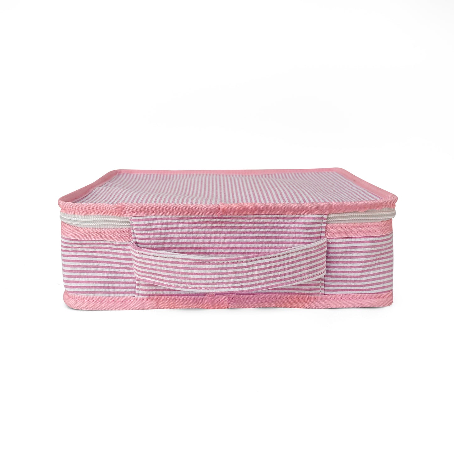 10Pcs Free Shipping 3in1 Seersucker Stacking Set Packing Cube Set Pink Striped Storage Organizer Bags Travel Overnight Luggage Bag