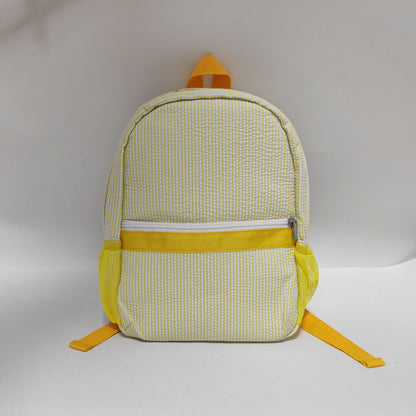 25Pcs Free Shipping Kid Preschool Backpack Yellow Seersucker Backpacks Cute Toddler Bookbag For Kids