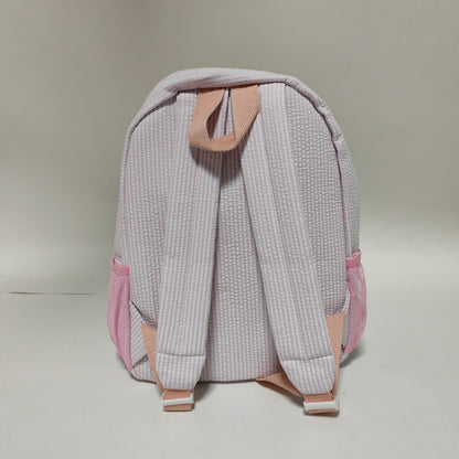 25Pcs Free Shipping Kid Preschool Backpack Light pink Seersucker Backpacks Cute Toddler Bookbag For Kids