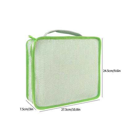 10Pcs Free Shipping 3in1 Seersucker Stacking Set Packing Cube Set Green Striped Storage Organizer Bags Travel Overnight Luggage Bag