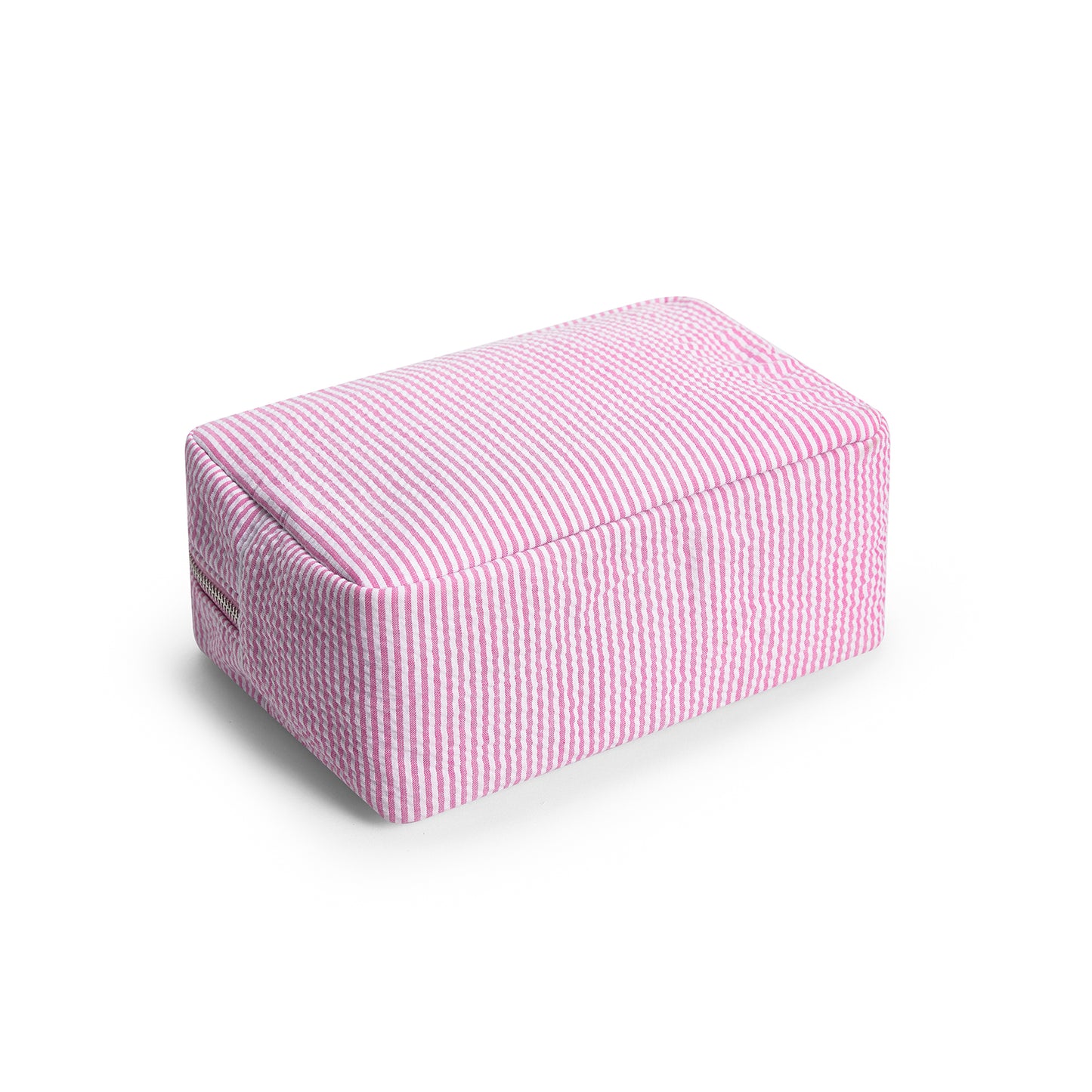 25Pcs Seersucker Cosmetic Bag Pink Cotton Rectangle Makeup Bag Travel Toiletry Bag