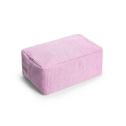 25Pcs Seersucker Cosmetic Bag Pink Cotton Rectangle Makeup Bag Travel Toiletry Bag