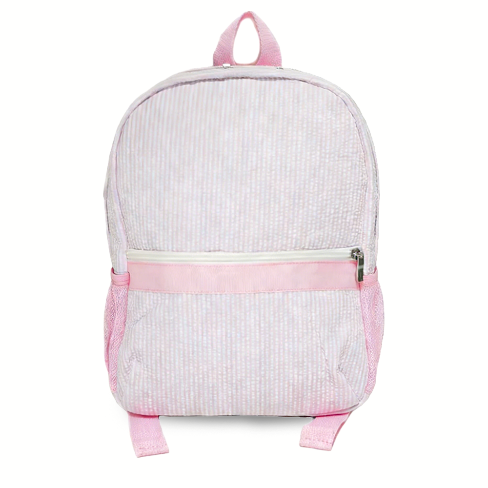25Pcs Baby Pink Backpack School Seersucker Full Size Backpack