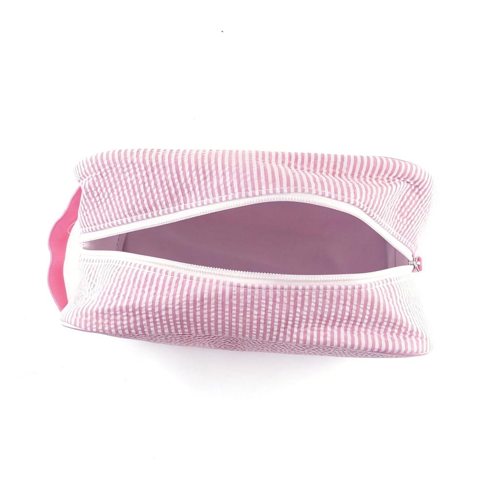 20Pcs Seersucker Handle Cosmetic Bag Bridesmaid Bags Pink Gift Organizer Bag Travel Toiletry Bag