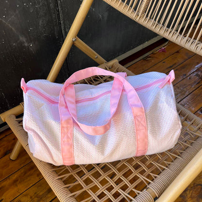 25Pcs Free Shipping Baby Pink Seersucker Duffle Bag Small Size Kids Toddler Weekend Travel Bag