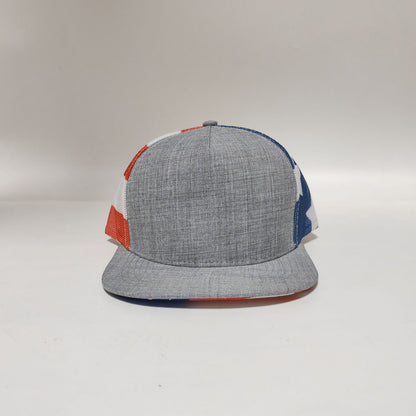 25Pcs Free Shipping 5 Panel Blanks Trucker Hats Snapback Gray With Flag Mesh Baseball Cap