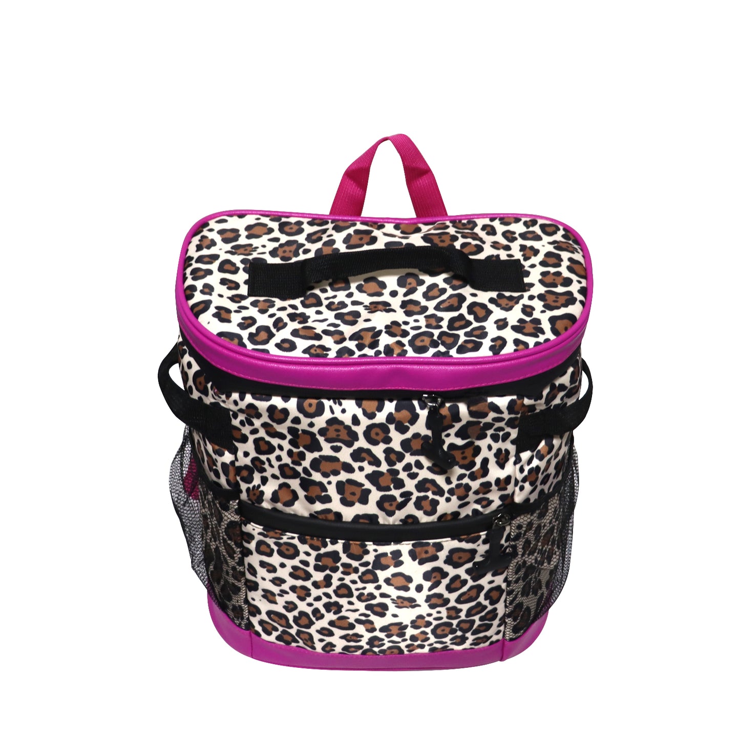 4Pcs Free Shipping Brown Leopard Cooler Backpack Insulated Lunch Box With Handle
