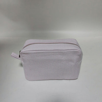 25Pcs Seersucker Cosmetic Bag Baby Pink Cotton Rectangle Makeup Bag Travel Toiletry Bag