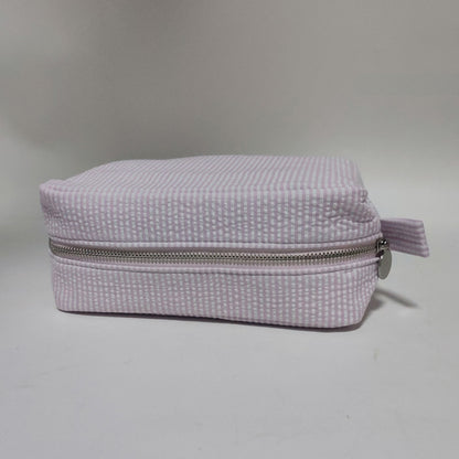 25Pcs Seersucker Cosmetic Bag Baby Pink Cotton Rectangle Makeup Bag Travel Toiletry Bag
