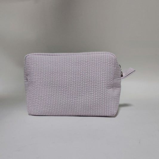 25Pcs Seersucker Cosmetic Bag Baby Pink Cotton Rectangle Makeup Bag Travel Toiletry Bag