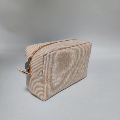 25Pcs Seersucker Cosmetic Bag Orange Cotton Rectangle Makeup Bag Travel Toiletry Bag