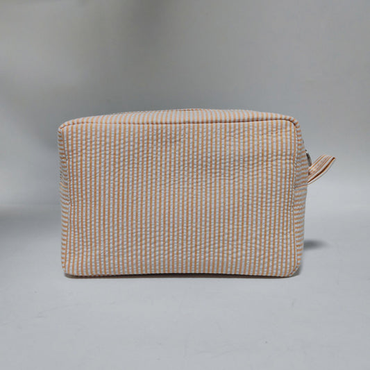 25Pcs Seersucker Cosmetic Bag Orange Cotton Rectangle Makeup Bag Travel Toiletry Bag