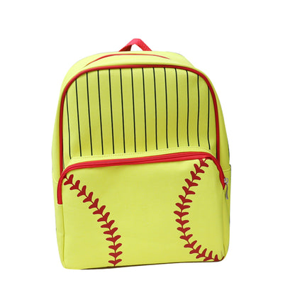 25Pcs Free Shipping Canvas Softball Backpack Yellow Baseball Backpack Stripes School Bags For Boys Girls