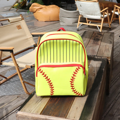 25Pcs Free Shipping Canvas Softball Backpack Yellow Baseball Backpack Stripes School Bags For Boys Girls