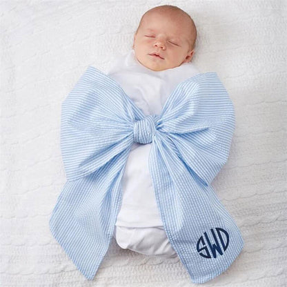 25Pcs Free Shipping Seersucker Swaddle Sashes Baby Blue Seersucker Newborn Swaddle Sash