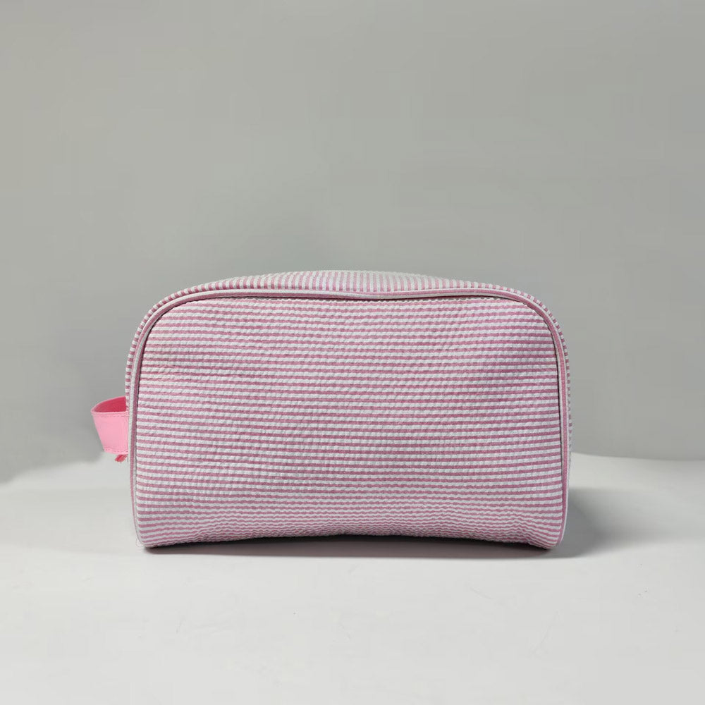 20Pcs Seersucker Handle Cosmetic Bag Bridesmaid Bags Pink Gift Organizer Bag Travel Toiletry Bag