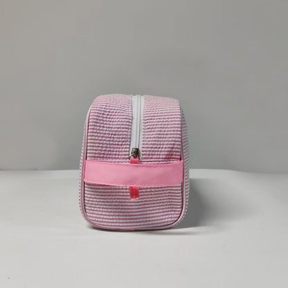 20Pcs Seersucker Handle Cosmetic Bag Bridesmaid Bags Pink Gift Organizer Bag Travel Toiletry Bag