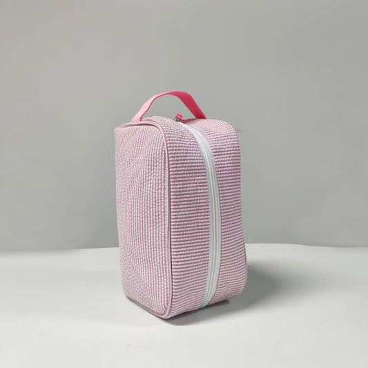 20Pcs Seersucker Handle Cosmetic Bag Bridesmaid Bags Pink Gift Organizer Bag Travel Toiletry Bag