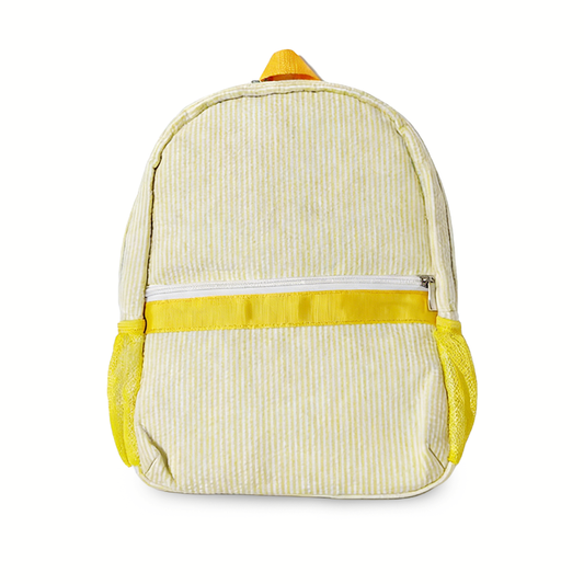 25Pcs Free Shipping Kid Preschool Backpack Yellow Seersucker Backpacks Cute Toddler Bookbag For Kids